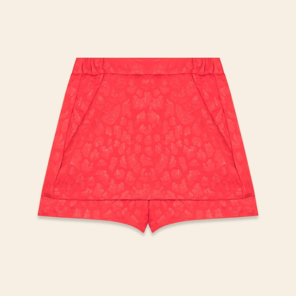 NWOT Maje Jacquard shorts Red Leopard Size 36